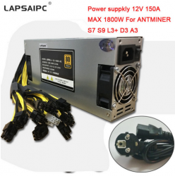 Miner Power Supply 1800W MAX 150A 12V PSU 176-264V For BTC LTC DASH ANTMINER S7 S9 L3+ D3 A3 Baikal X10 Giant B
